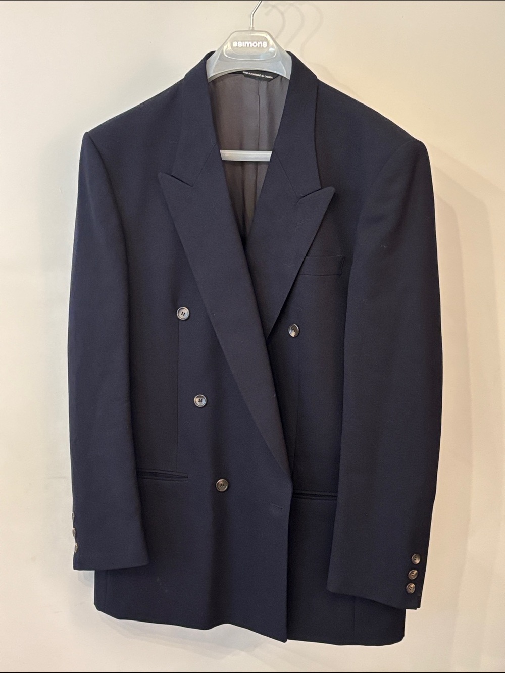 Double-Breasted Navy Sport Coat - Tailored Men's Blazer - 44T